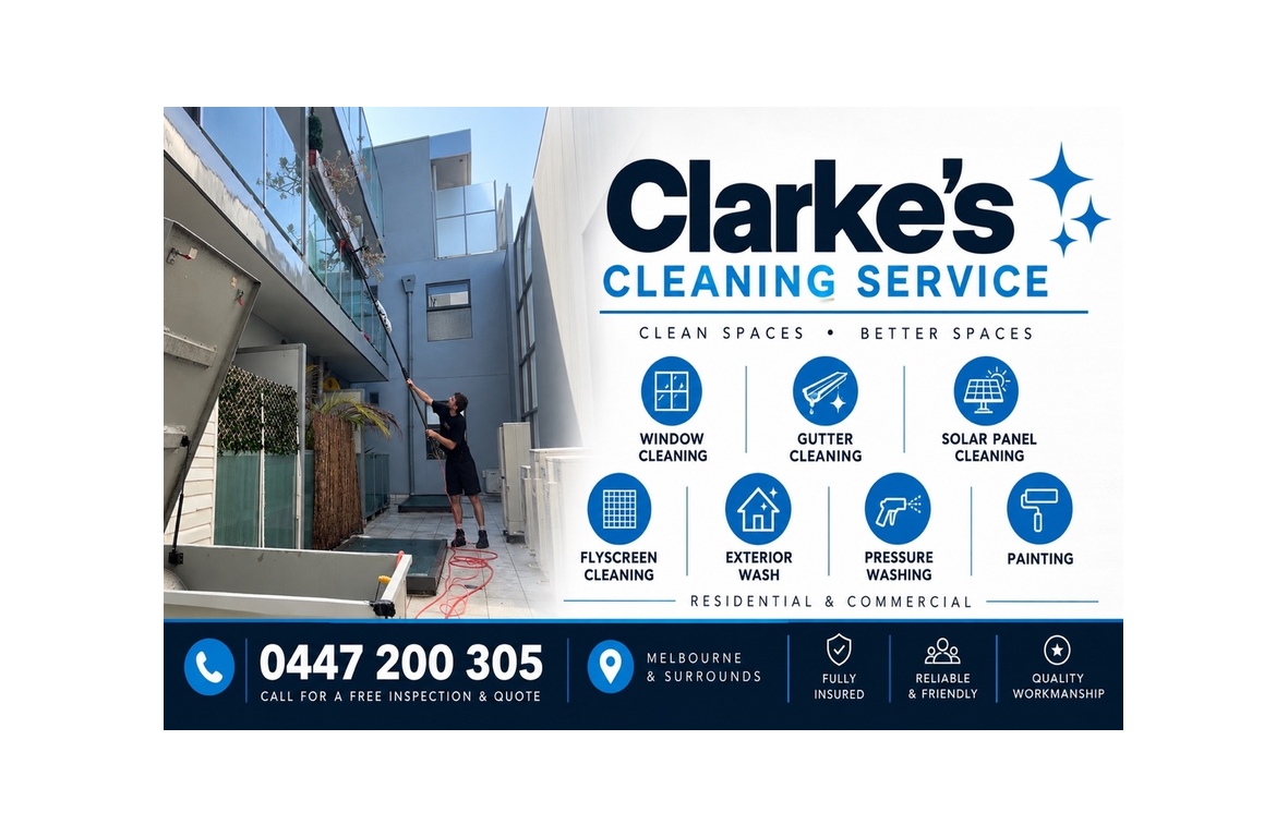 Clarke's Cleaning Service branded service work