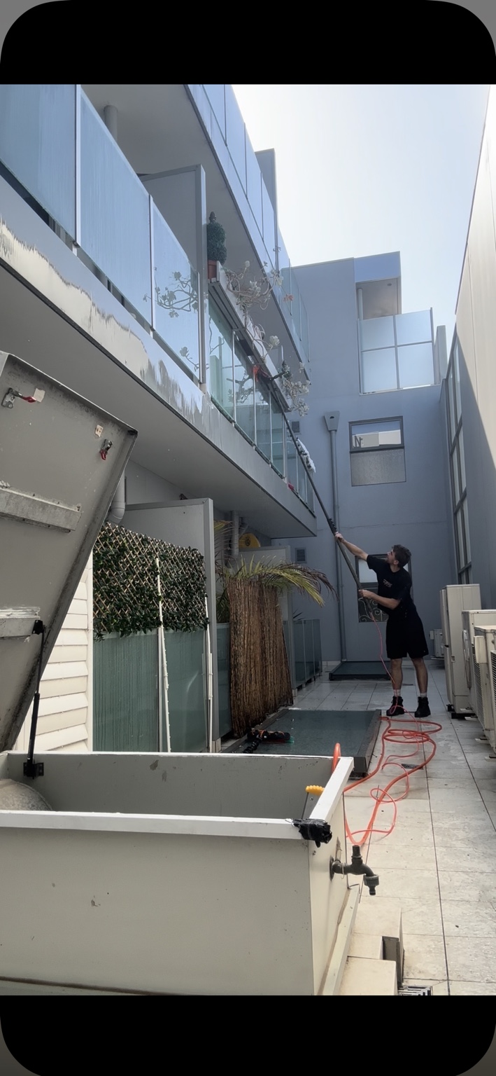 Clarke's Cleaning Service window cleaning on site