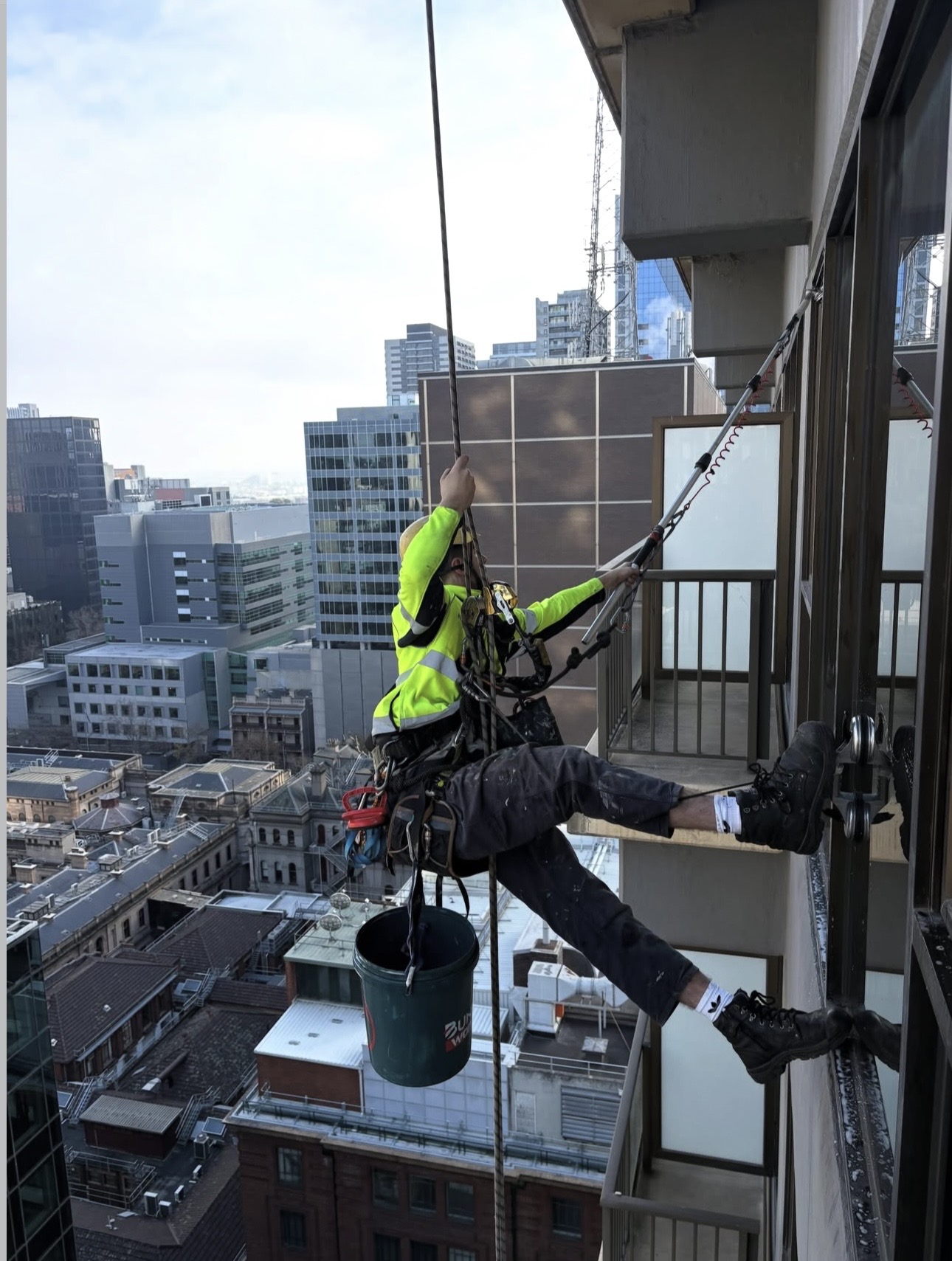 Clarke's Cleaning Service commercial rope access window cleaning